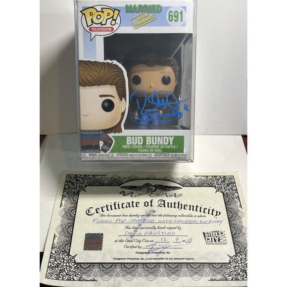 David Faustino Signed Funko Pop Bud Bundy Married With Children Steel City COA